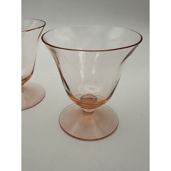 Vintage Tiffin Pink Depression Glass Oyster Fruit Cocktail Glasses Set of 2 1930 - Picture 3 of 8
